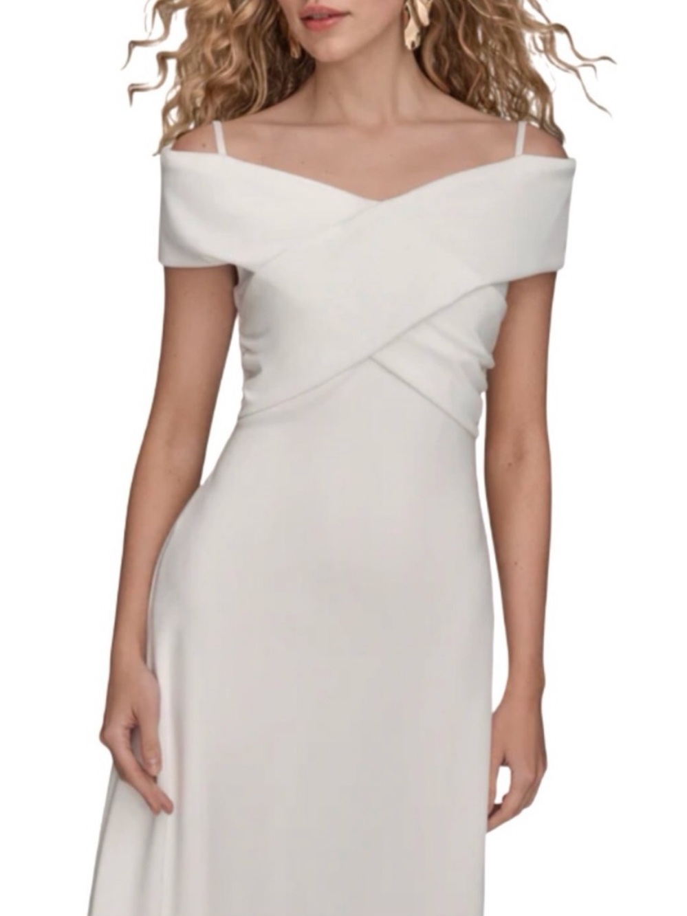 Donna Karan One-Shoulder White Evening Dress